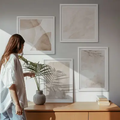Polyptychon mit Rahmen Aquarellfarben mit Boho-Texturen
