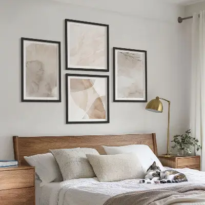 Polyptychon mit Rahmen Aquarellfarben mit Boho-Texturen