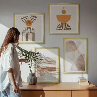 Strukturen schattieren Minimalismus als gerahmtes Polyptychon