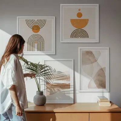 Strukturen schattieren Minimalismus als gerahmtes Polyptychon