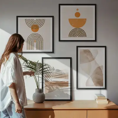 Strukturen schattieren Minimalismus als gerahmtes Polyptychon