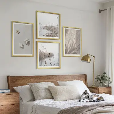 Polyptychon mit Rahmen Nahaufnahme im Boho-Stil mit Struktur