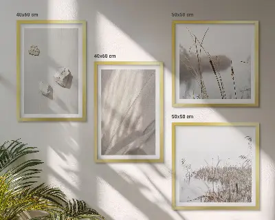 Polyptychon mit Rahmen Nahaufnahme im Boho-Stil mit Struktur