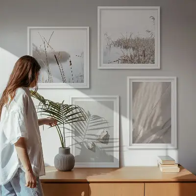 Polyptychon mit Rahmen Nahaufnahme im Boho-Stil mit Struktur