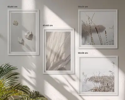 Polyptychon mit Rahmen Nahaufnahme im Boho-Stil mit Struktur