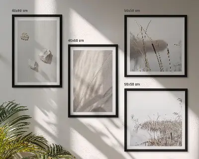 Polyptychon mit Rahmen Nahaufnahme im Boho-Stil mit Struktur