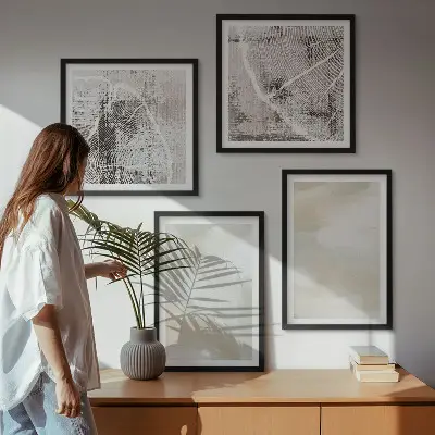 Minimalismus der Farbstruktur Polyptychon mit Rahmen