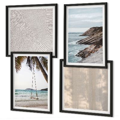Polyptychon mit rahmen Sommerlicher Sandstrand mit Meerblick