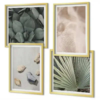 Polyptychon mit Rahmen mit Texturen aus Stein, Holz und Stoff