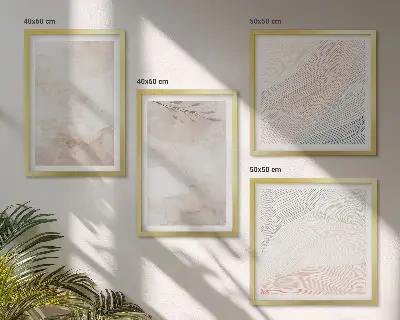 Aquarellblätter in Pastellfarben als mehrteiliges Wandbild mit Rahmen