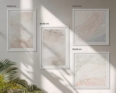 Aquarellblätter in Pastellfarben als mehrteiliges Wandbild mit Rahmen