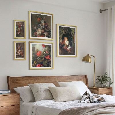 Bildergalerie-set für die wand Blumenkatzen im Vintage-Stil