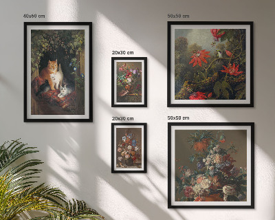 Bildergalerie-set für die wand Blumenkatzen im Vintage-Stil