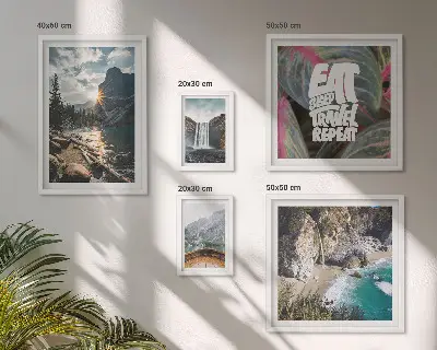 Modernes Wandbilder-Set mit Bergwasserfall-Landschaften