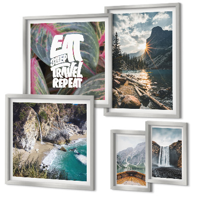 Modernes wandbilder-set Landschaften mit Gebirgswasserfällen