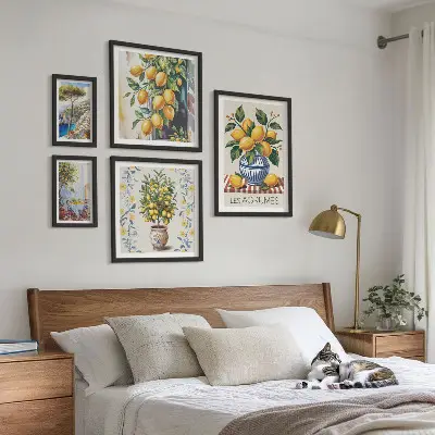 Bilderset fürs Sofa mit Zitrusfrüchten im mediterranen Stil