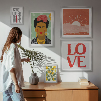 Bilderset fürs sofa Boho-Stil Blumen Frau