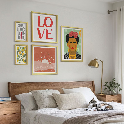 Bilderset fürs sofa Boho-Stil Blumen Frau