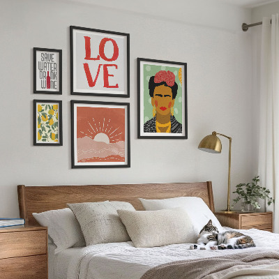 Bilderset fürs sofa Boho-Stil Blumen Frau