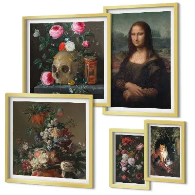 Bildergalerie-Set für die Wand mit Vintage-Blumenporträts