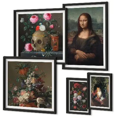 Bildergalerie-Set für die Wand mit Vintage-Blumenporträts