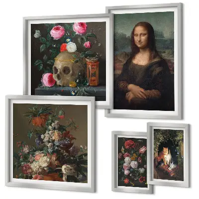 Bildergalerie-Set für die Wand mit Vintage-Blumenporträts