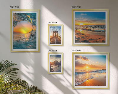 Modernes wandbilder-set Sonnenuntergänge am Meer, Stadtbrücken