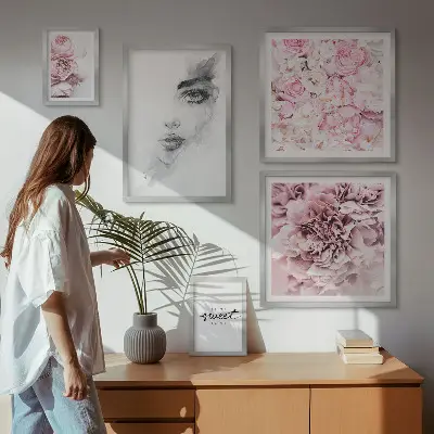 Bilderset für das Sofa mit floralem Motiv für ein gemütliches Zuhause