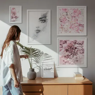 Bilderset für das Sofa mit floralem Motiv für ein gemütliches Zuhause