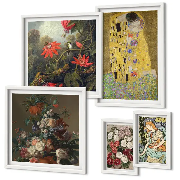 Blumenkunst-Bildergalerie für die Wand Set mit kunstvollen Blumenkompositionen