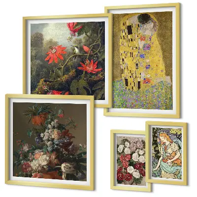 Blumenkunst-Bildergalerie für die Wand Set mit kunstvollen Blumenkompositionen