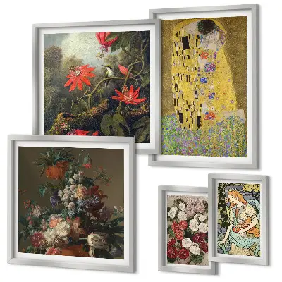 Blumenkunst-Bildergalerie für die Wand Set mit kunstvollen Blumenkompositionen