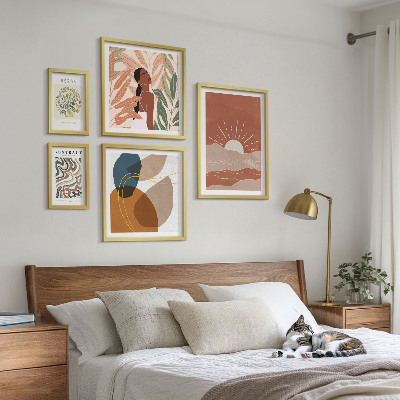 Modernes wandbilder-set abstrakte Pflanzenmotive im Boho-Stil