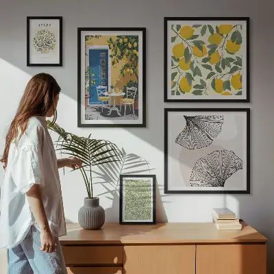 Modernes Wandbilder-Set mit stilvollen Pflanzenmotiven