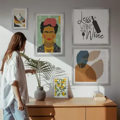 Wandbilder-Set abstrakte Porträts im modernen Boho-Stil