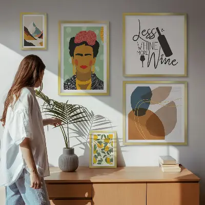 Wandbilder-Set abstrakte Porträts im modernen Boho-Stil