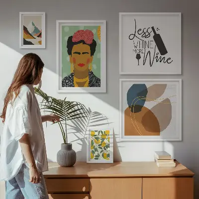 Wandbilder-Set abstrakte Porträts im modernen Boho-Stil