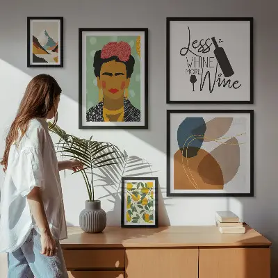 Wandbilder-Set abstrakte Porträts im modernen Boho-Stil