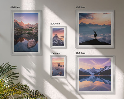 Bilderset fürs sofa Spiegelungen des Sonnenuntergangs in den Bergen