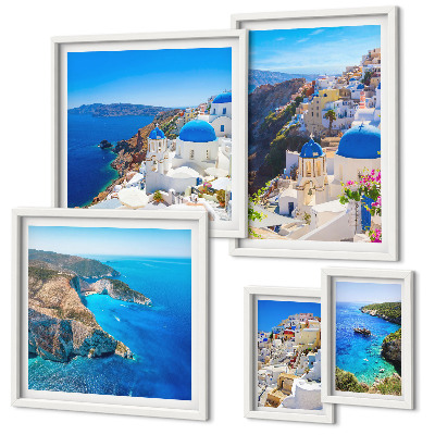 Modernes wandbilder-set Griechische Inseln blaue Kuppeln