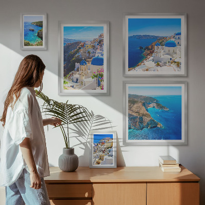 Modernes wandbilder-set Griechische Inseln blaue Kuppeln