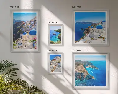 Modernes Wandbilderset griechische Inseln mit blauen Kuppeln