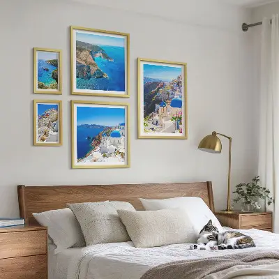 Modernes Wandbilderset griechische Inseln mit blauen Kuppeln