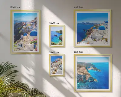 Modernes Wandbilderset griechische Inseln mit blauen Kuppeln