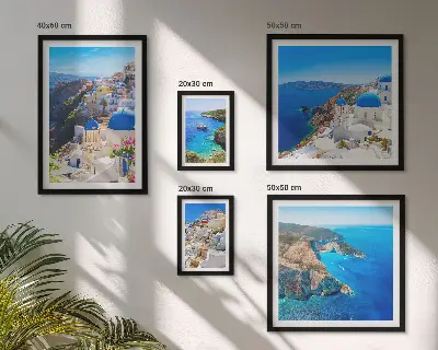 Modernes Wandbilderset griechische Inseln mit blauen Kuppeln