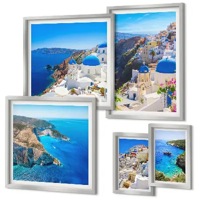 Modernes Wandbilderset griechische Inseln mit blauen Kuppeln
