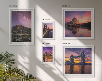 Modernes wandbilder-set Landschaften von Bergstädten bei Nacht
