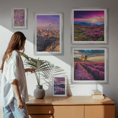 Bilderset fürs sofa Lavendel-Ballonlandschaft