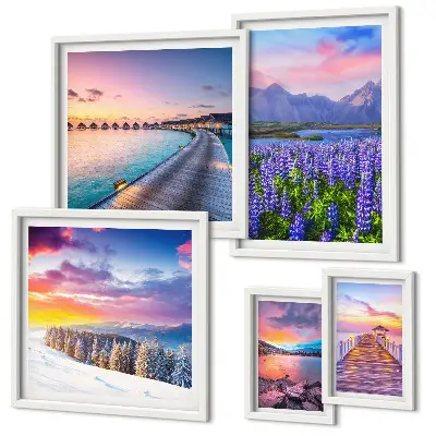 Bildergalerie-Set für die Wand mit Motiven von Landschaften, Natur, Bergen und Ausblicken