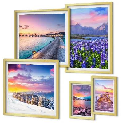 Bildergalerie-Set für die Wand mit Motiven von Landschaften, Natur, Bergen und Ausblicken